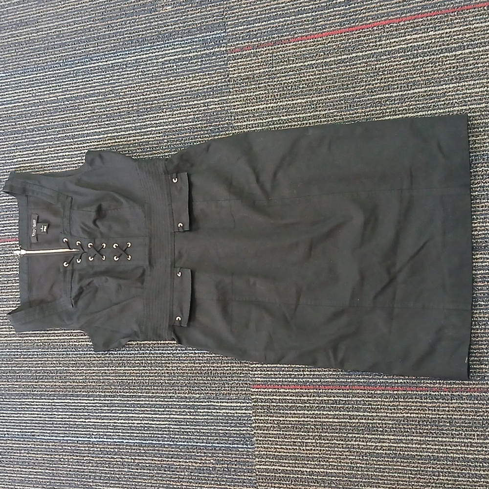 White House Black Market  Sheath Black Dress Lace Up Size 2 Nwot - Picture 3 of 8